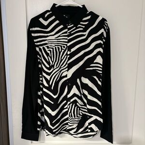 The Kooples Black and White Zebra Print Shirt